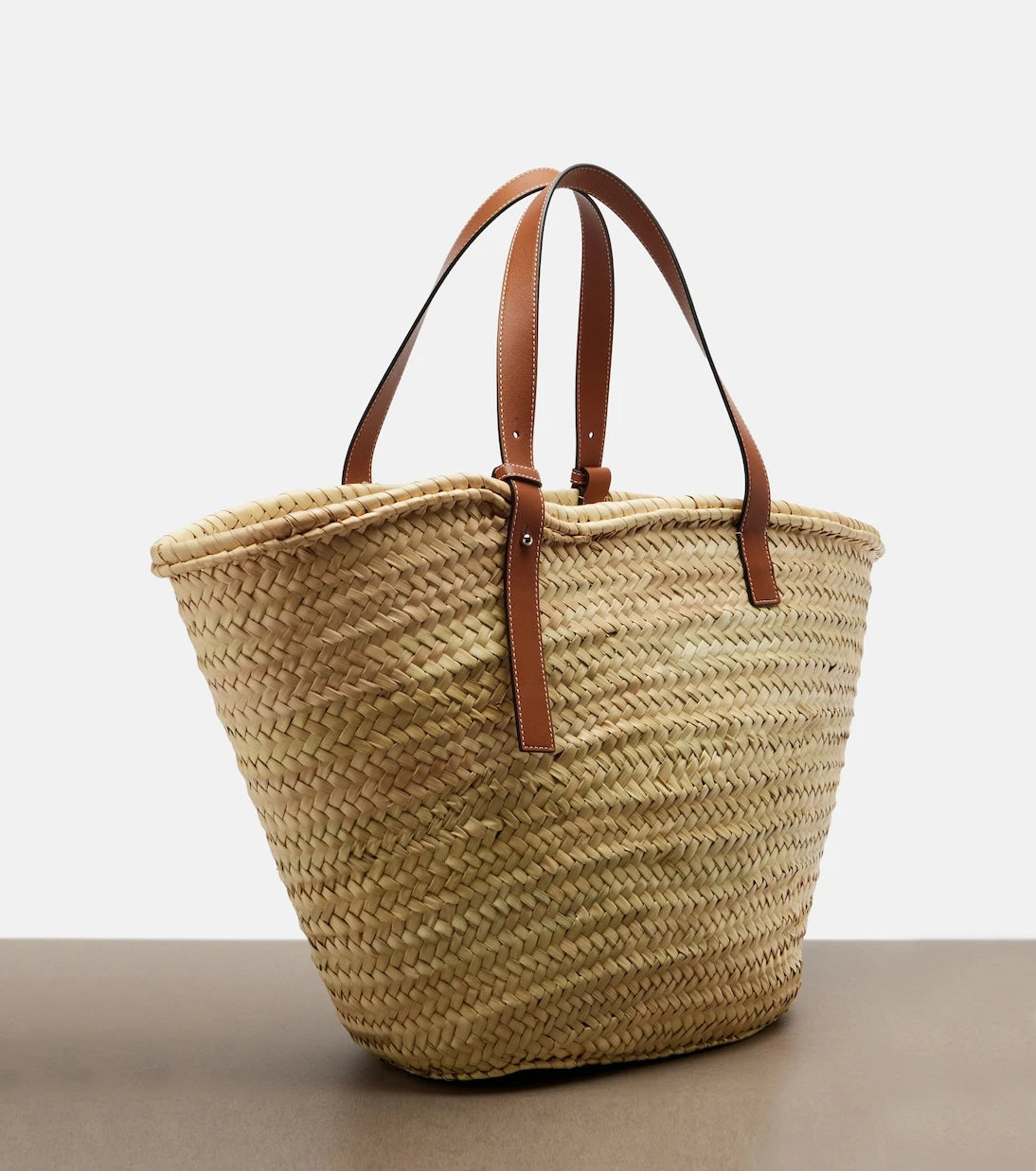 Loewe - Large leather-trimmed basket tote