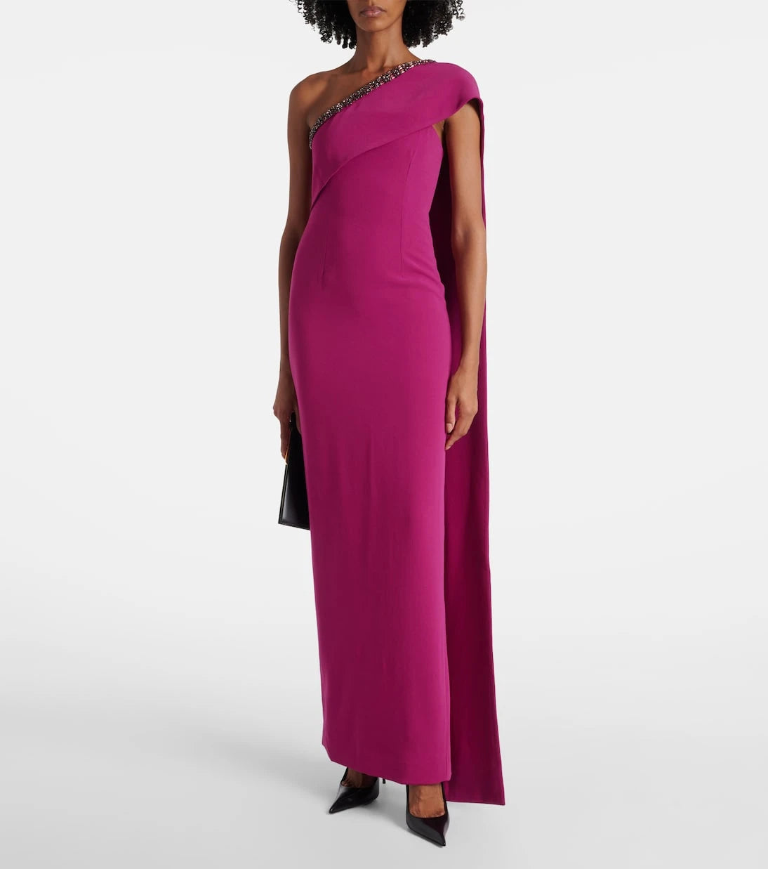 Roland Mouret - Caped embellished satin crêpe gown