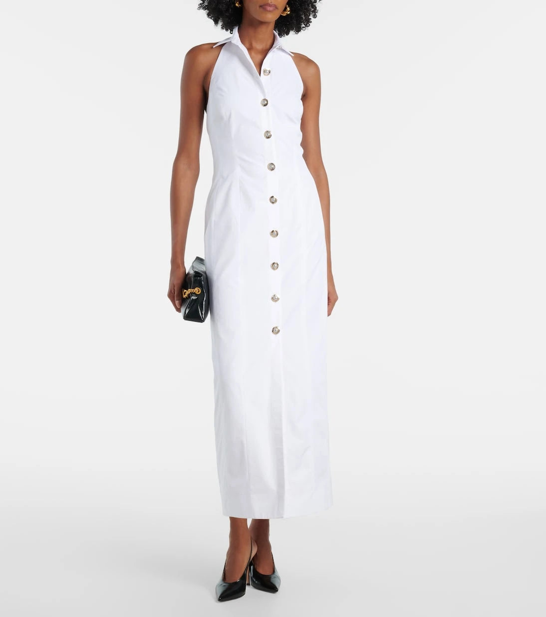 Balmain - Open-back buttoned poplin shirt dress