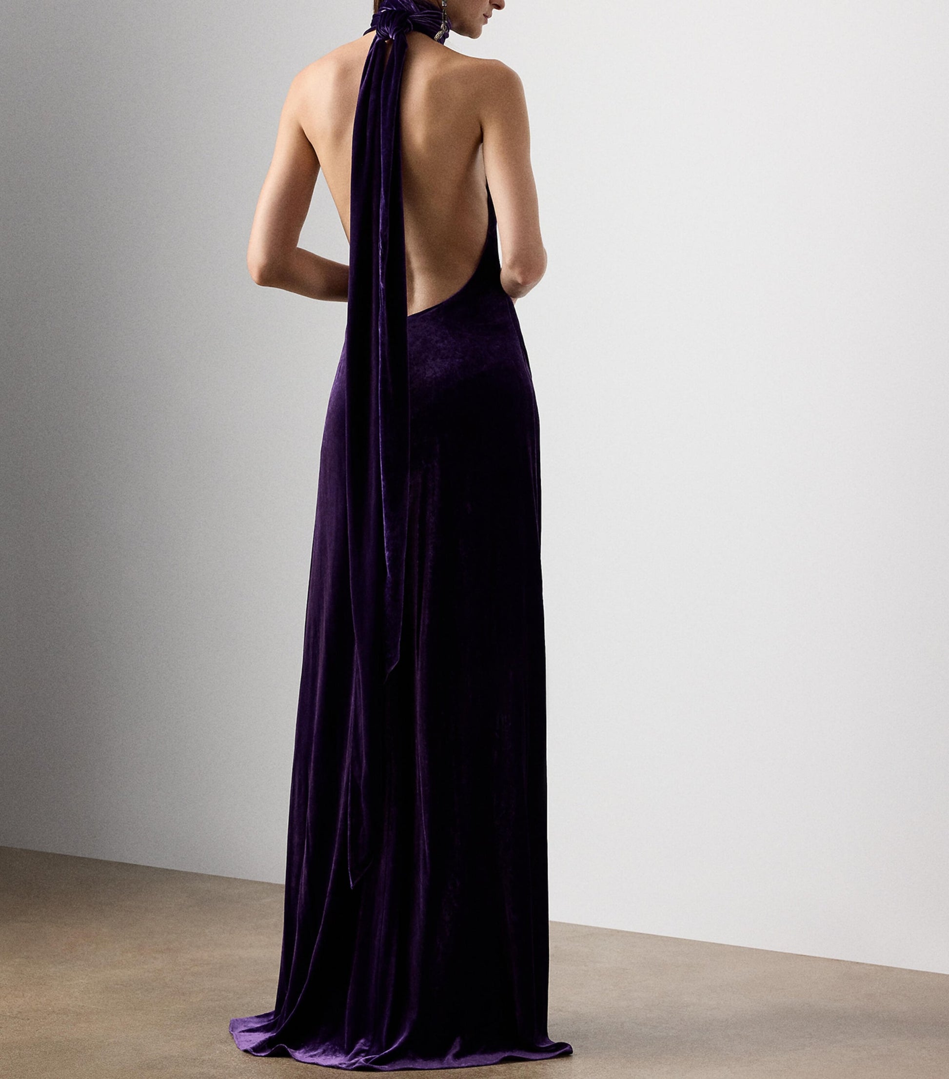 Stretch Velvet Tatum Evening Dress AUBERGINE