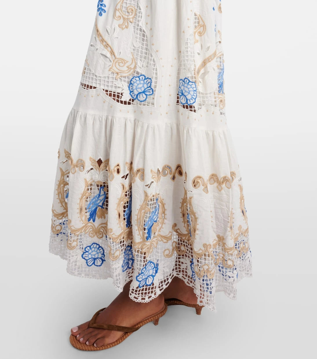 Farm Rio - Embroidered linen-blend maxi dress