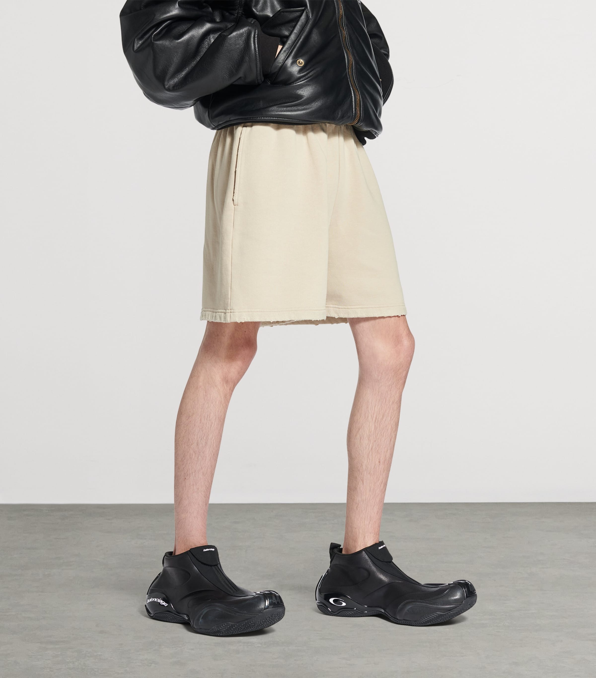 Balenciaga Beige Cotton Logo Shorts