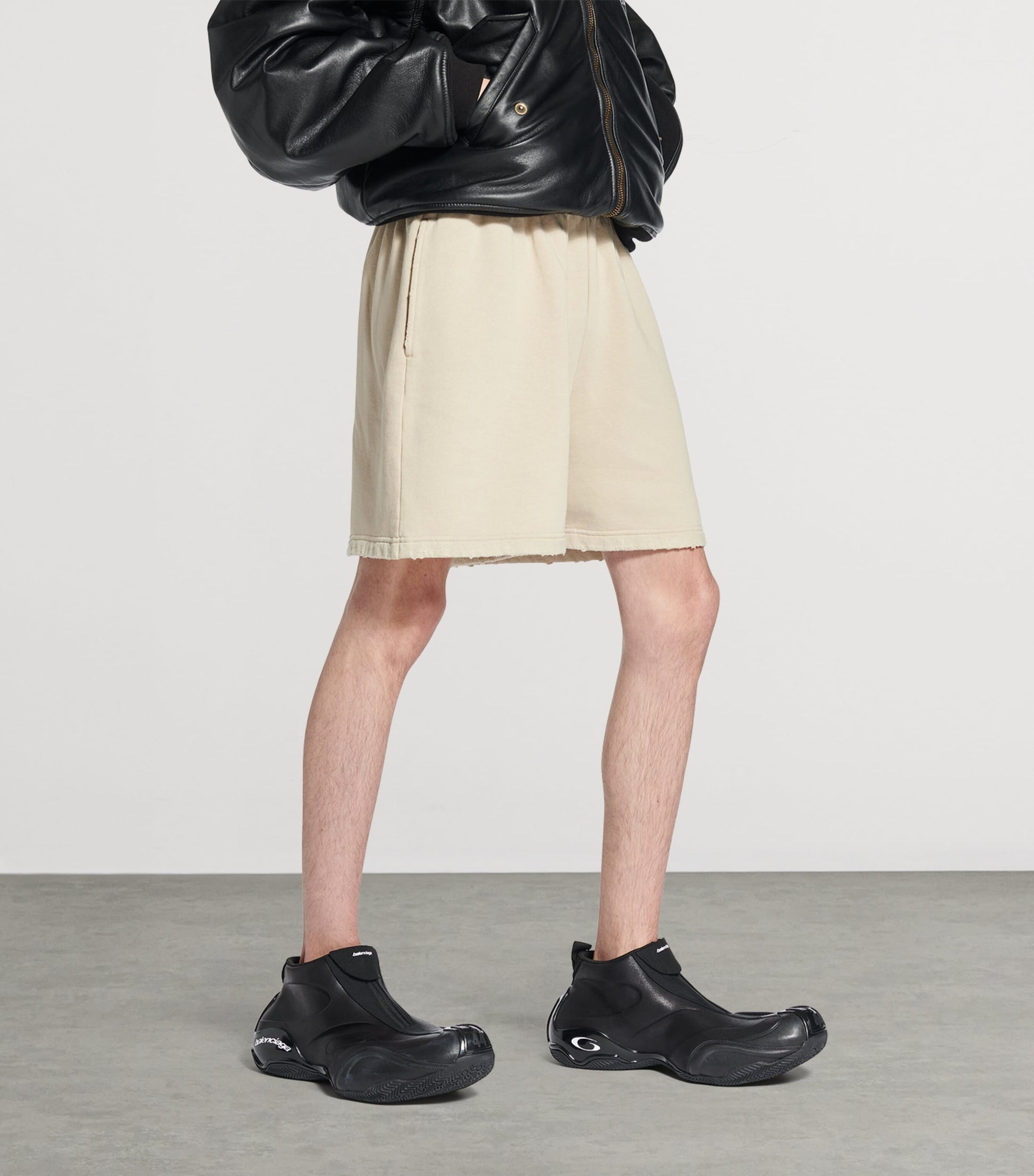 Balenciaga Beige Cotton Logo Shorts