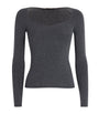 Maje Black Wool-Blend Ribbed Top