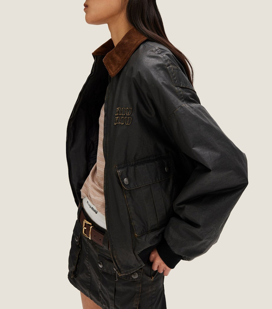 Coated Cotton Poplin Bomber Jacket