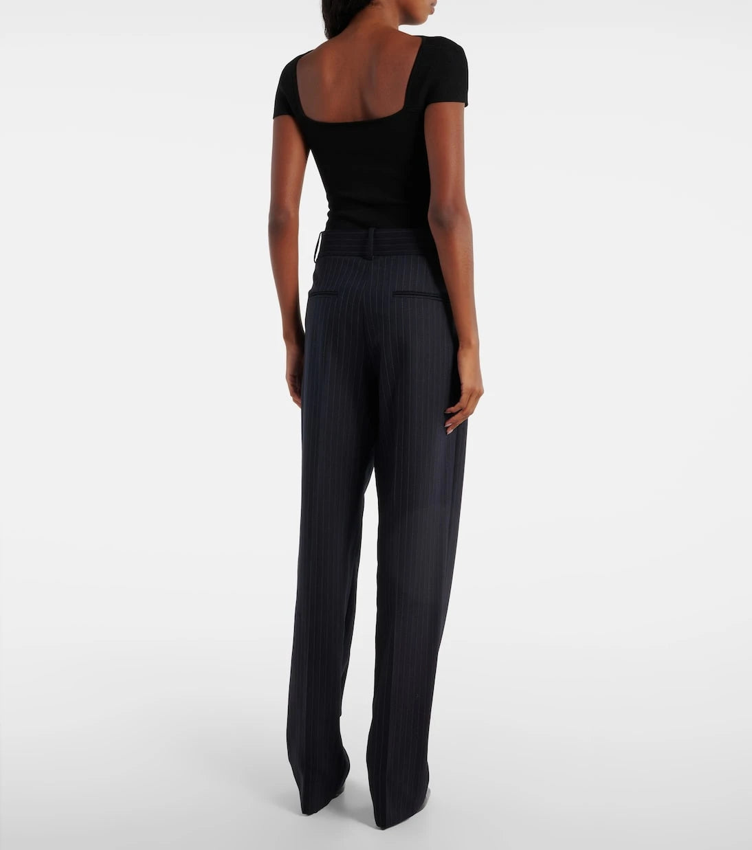 Khaite - Cambie chalkstripe high-rise straight pants