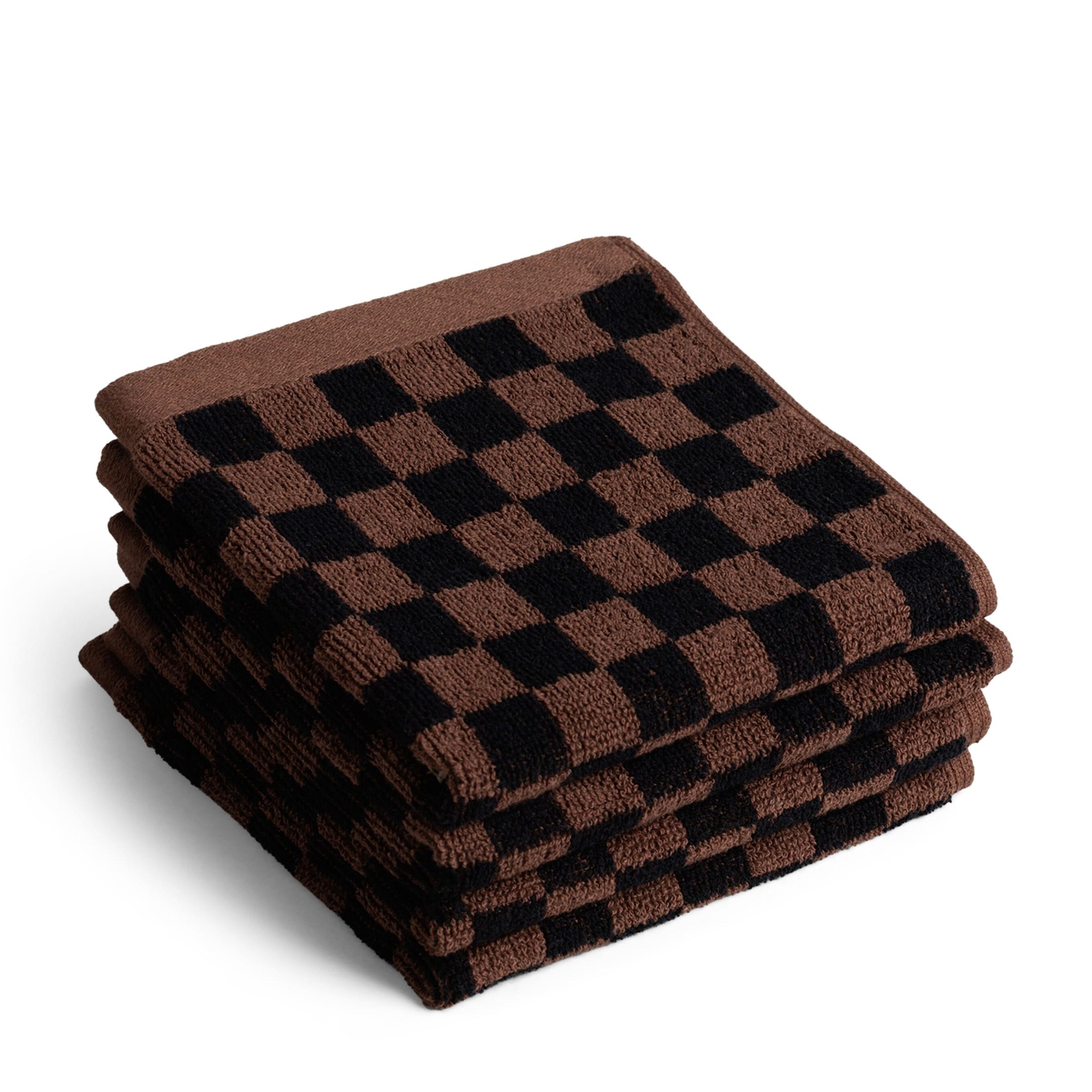 BAINA Set of 4 Organic Cotton Check Quill Facecloths (30cm x 30cm)