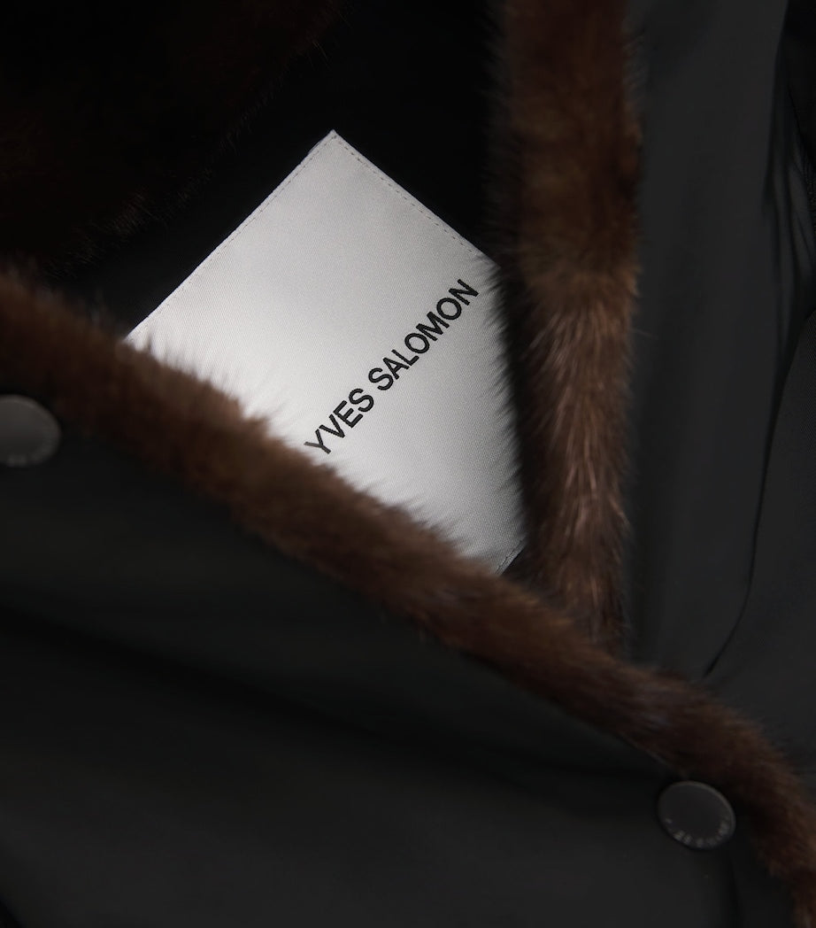 Yves Salomon Black Down-Mink Technical Puffer Jacket (76cm)