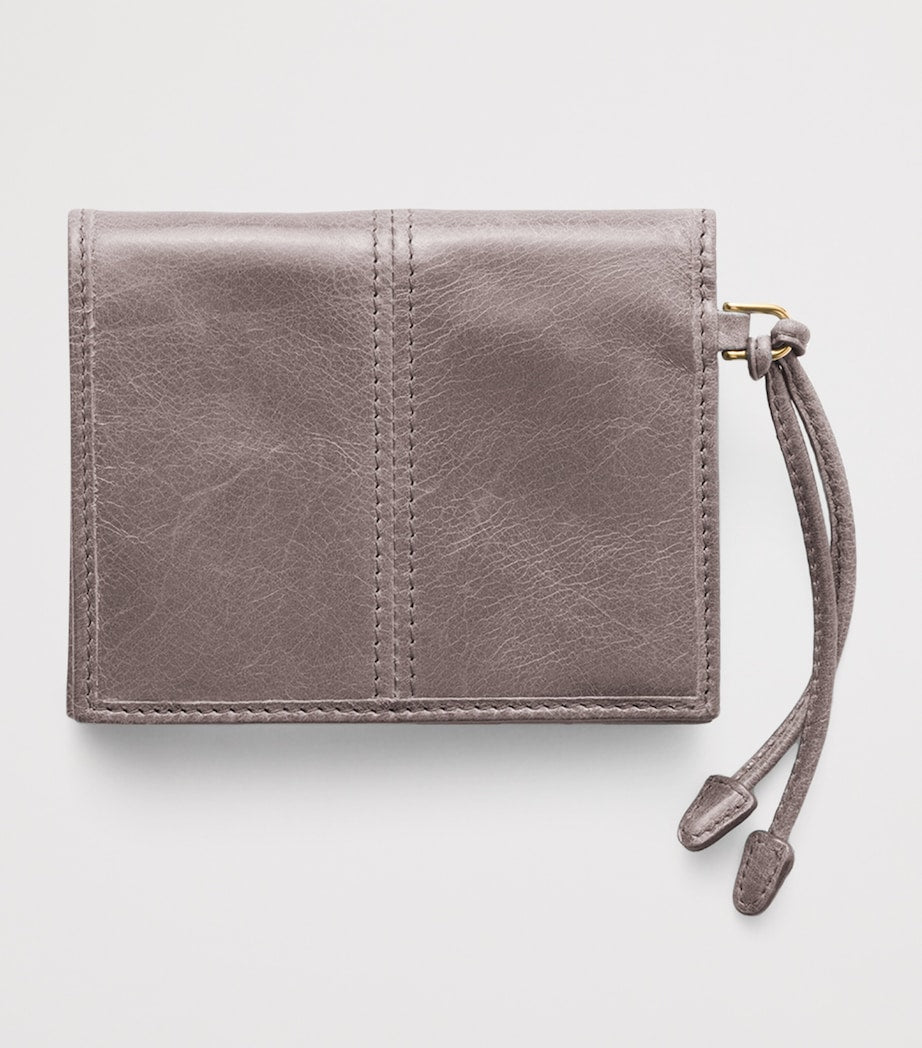 Grey Small Leather Bifold Wallet