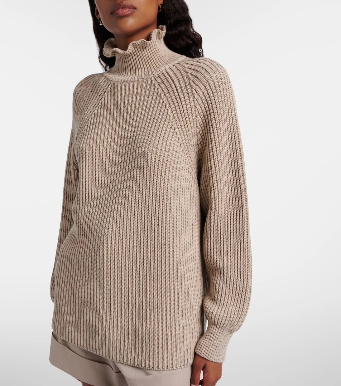 Max Mara - Camino ruffled cotton turtleneck sweater