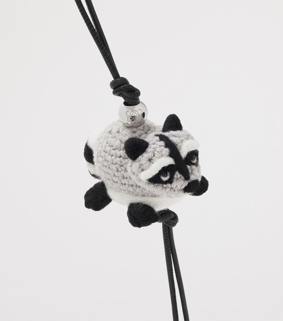 LOEWE Grey Wool Racoon Bag Charm