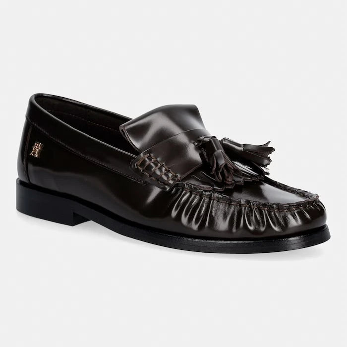 Tommy Hilfiger Kadın Deri Loafer TH LOAFER TASSEL ABRASIVATO