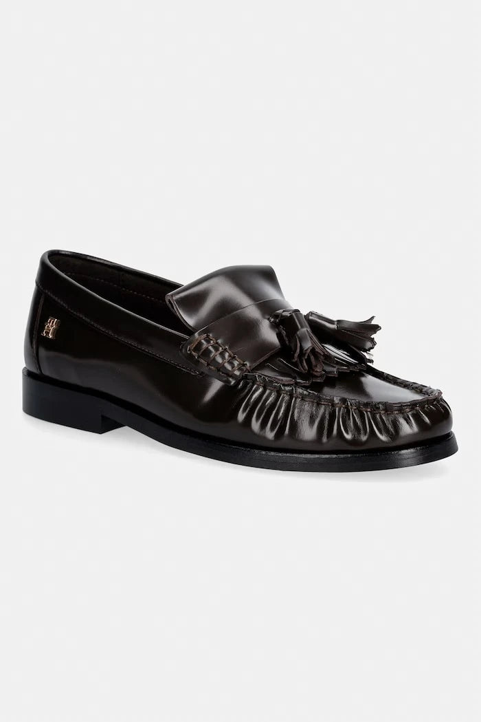 Tommy Hilfiger Kadın Deri Loafer TH LOAFER TASSEL ABRASIVATO