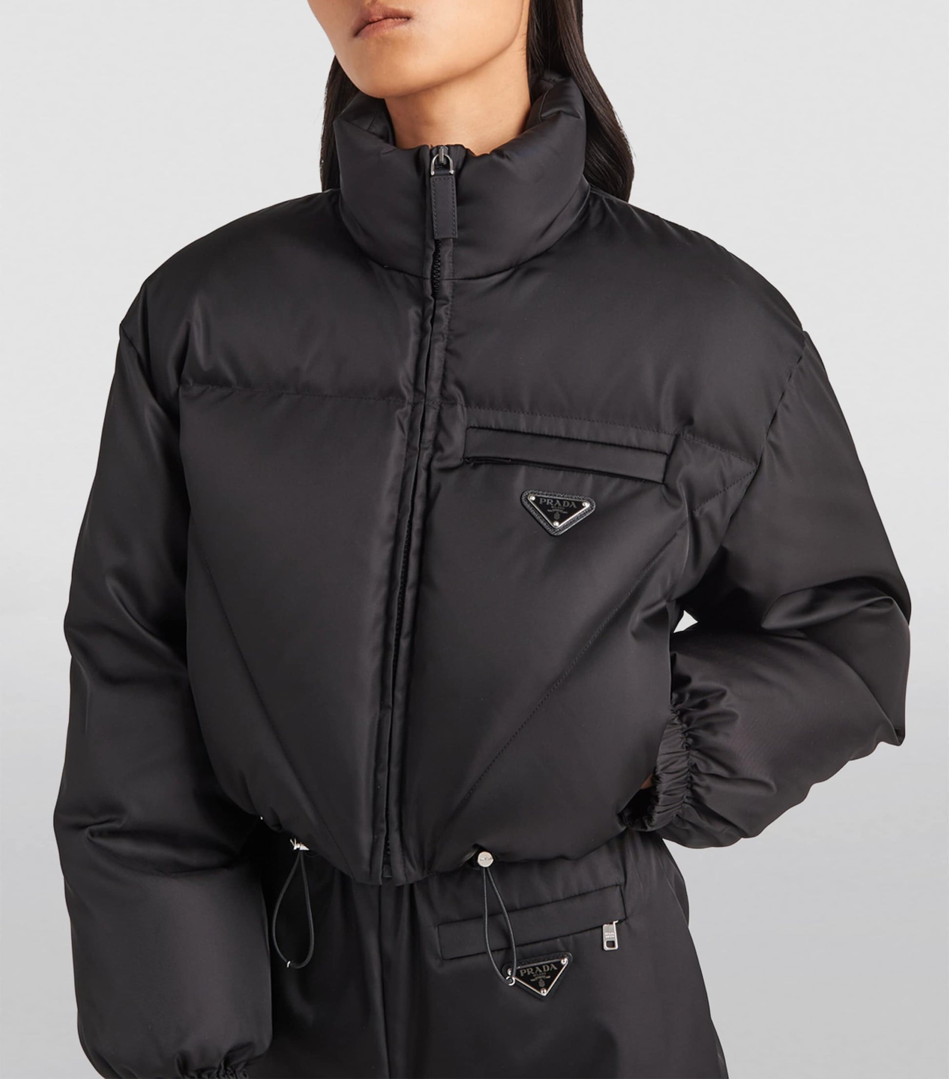 Prada Black Crop Re-Nylon Puffer Jacket
