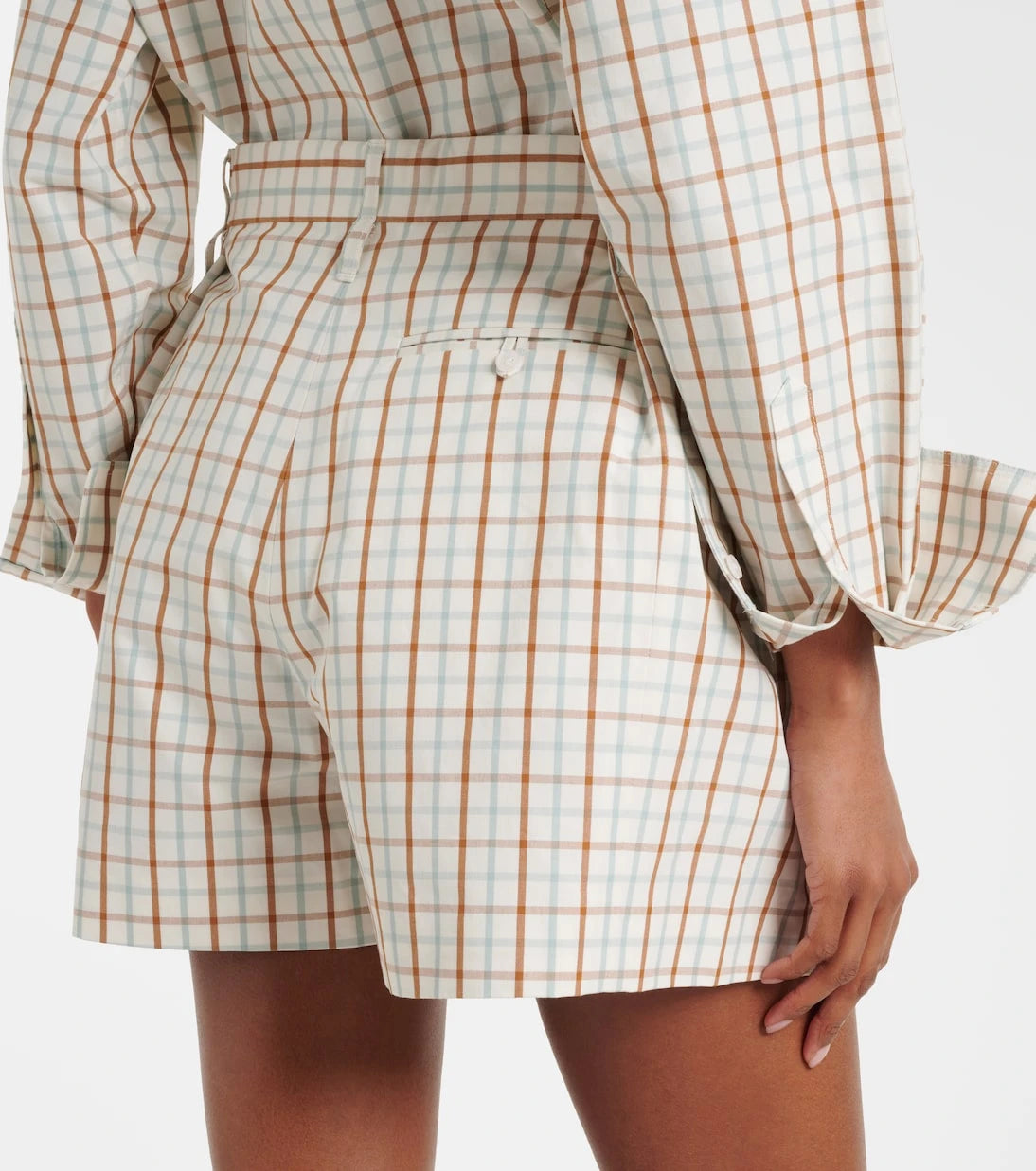 Victoria Beckham - Checked pleated cotton shorts