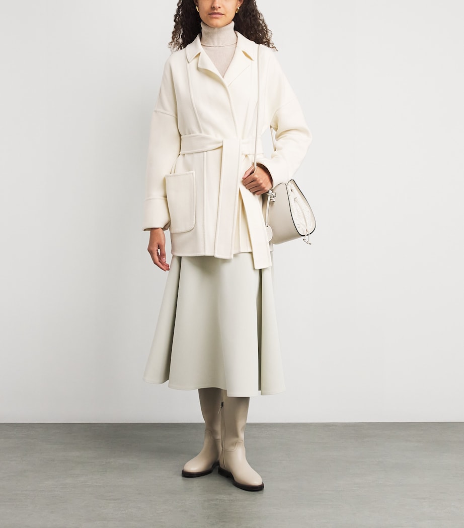 Eleventy White Wool Reversible Wrap Coat