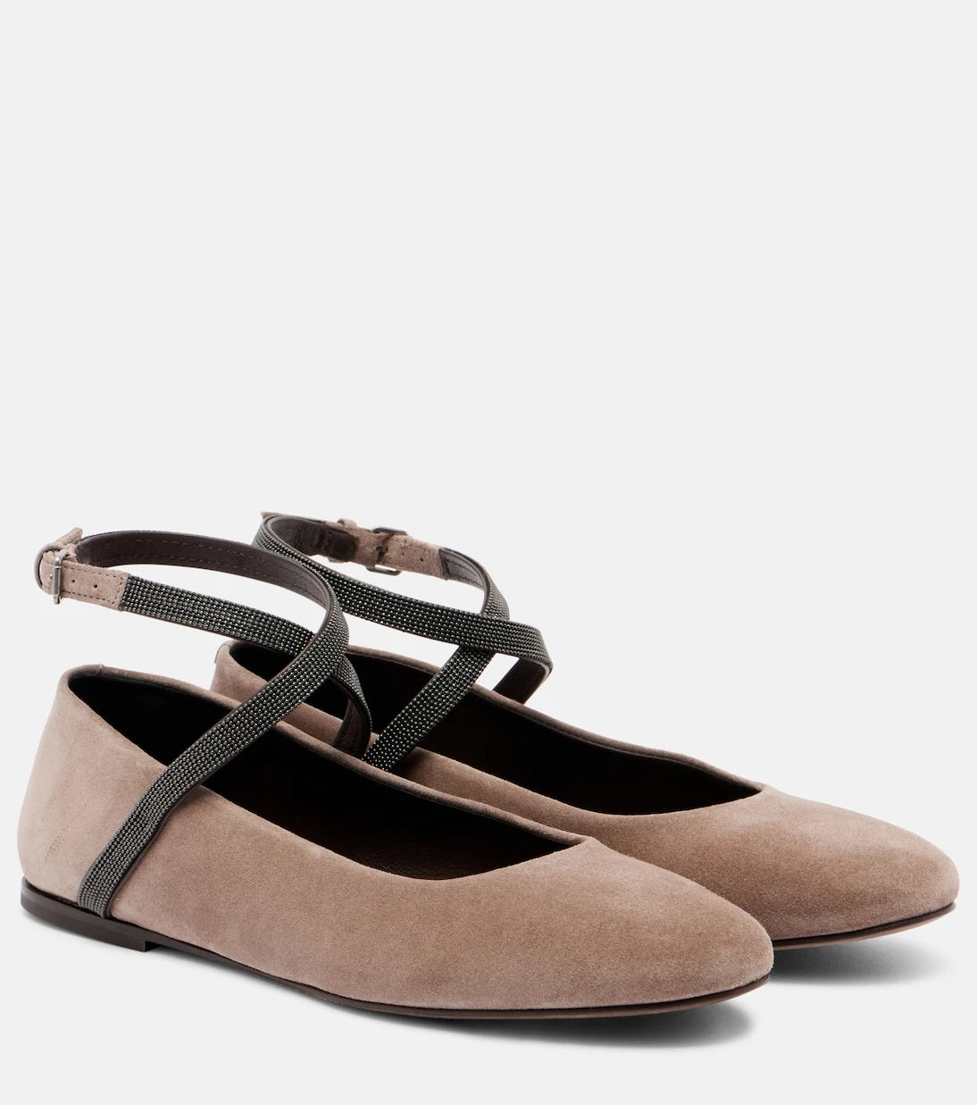 Brunello Cucinelli - Monili suede ballerina flats