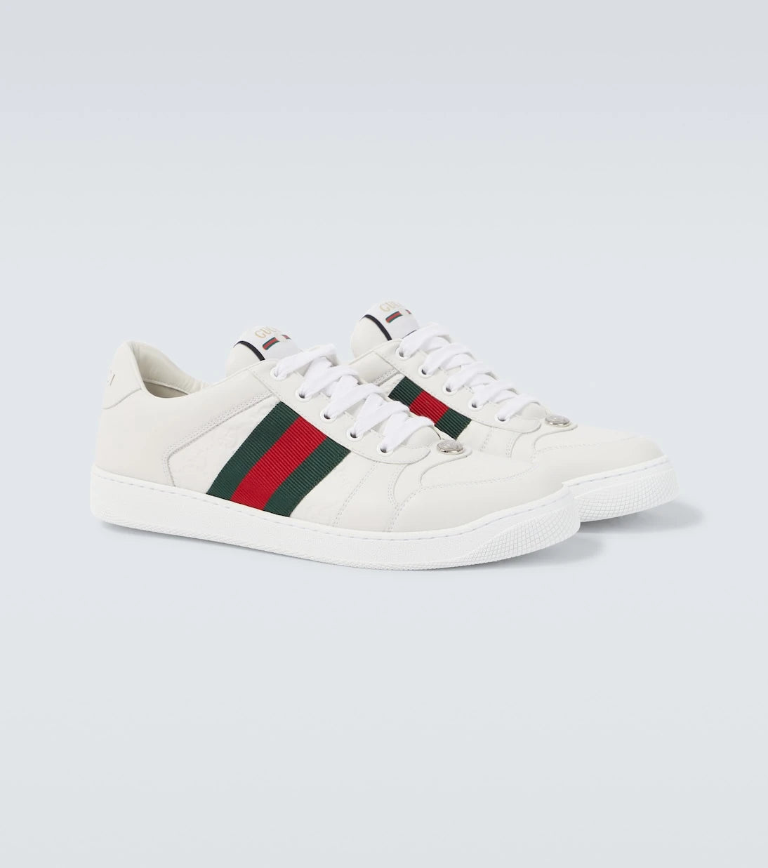 Gucci - حذاء سكرينر الرياضي من الجلد المنقوش