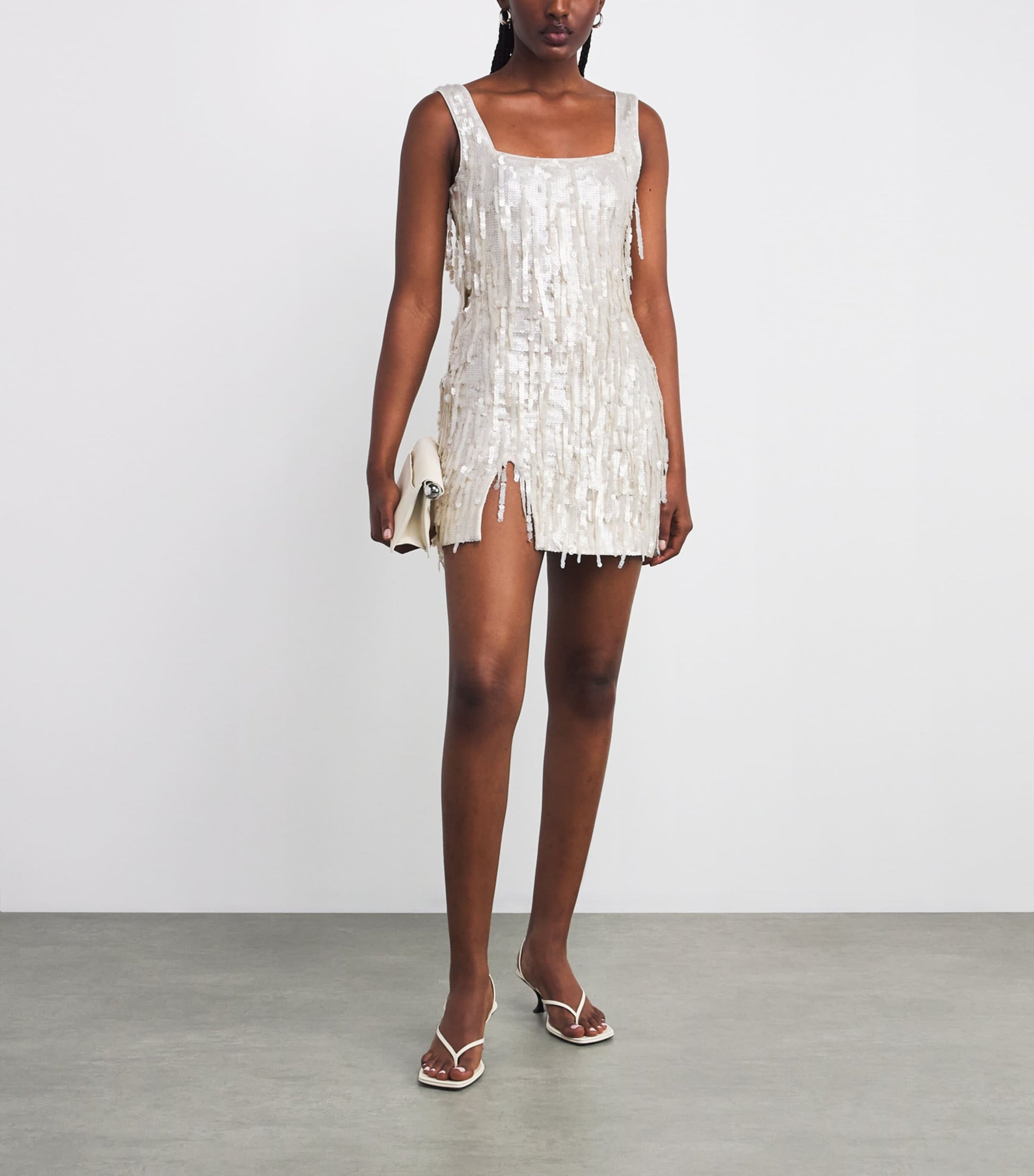 STAUD White Sequin Le Sable Mini Dress