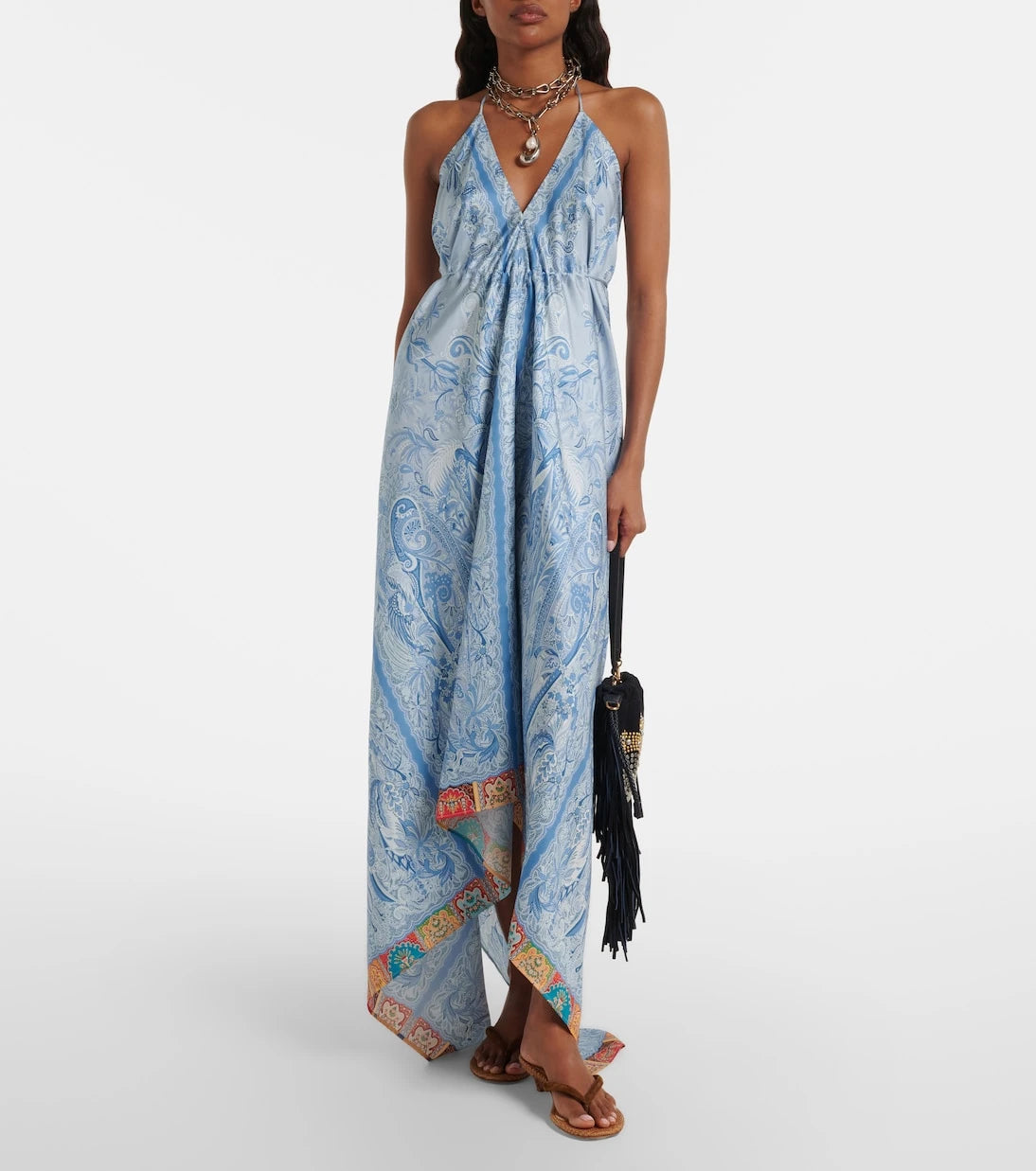 Etro - Paisley asymmetric silk maxi dress