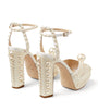 Jimmy Choo White Sacaria 120 Pearl-Embellished Satin Platform Sandals