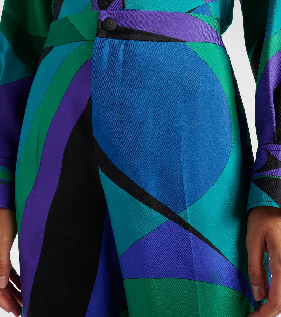 Pucci - Desenli ipek geniş paça pantolon