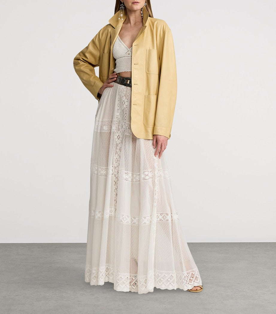 Ralph Lauren Collection White Cotton-Silk Malti Skirt