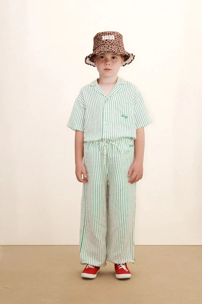 Детска риза с лен Tinycottons EMERALD STRIPES SHIRT