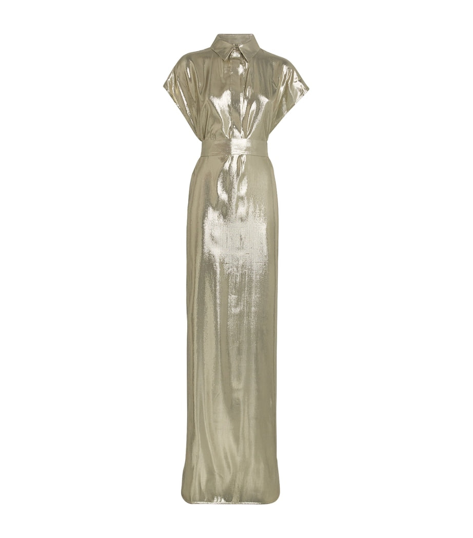 SASUPHI Gold Silk-Blend Francesca Maxi Dress