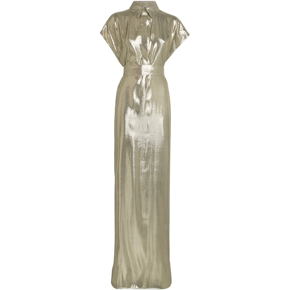 SASUPHI Gold Silk-Blend Francesca Maxi Dress