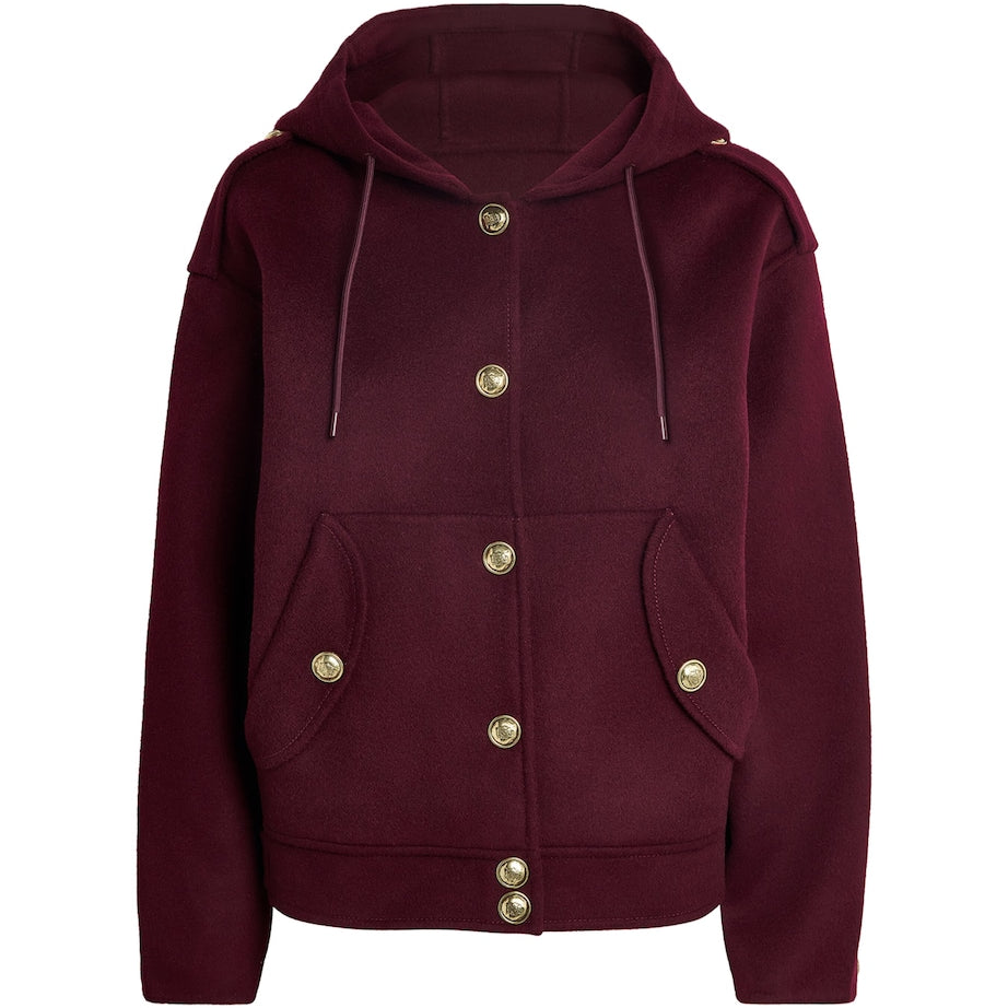 Red Wool Hooded Coat