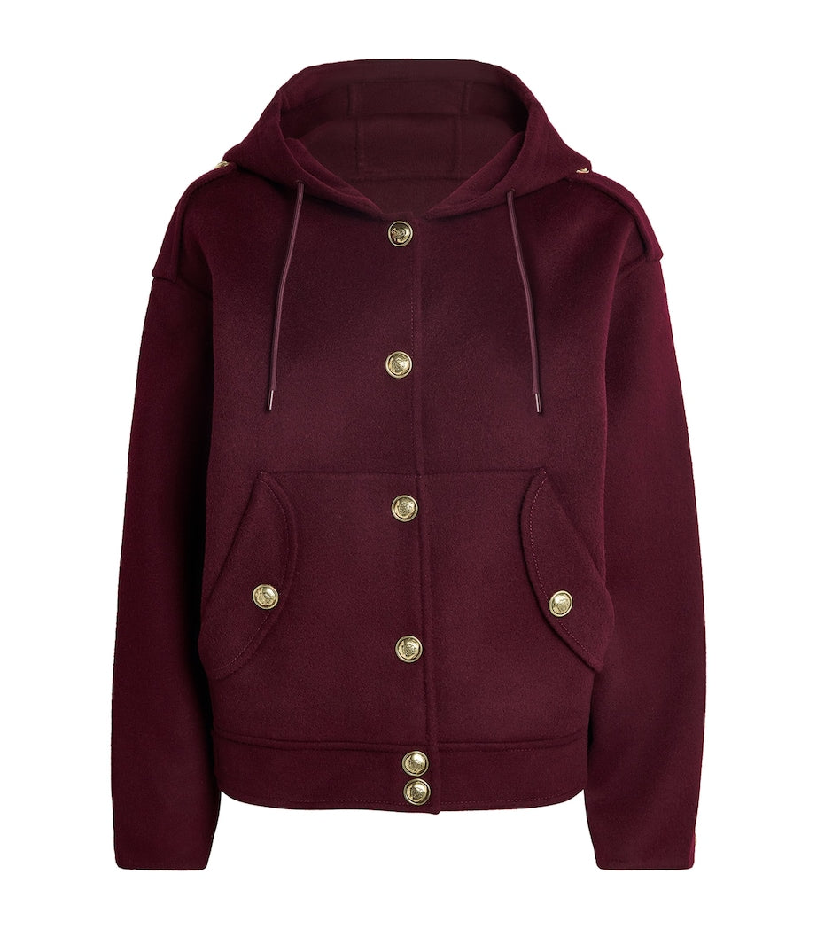 Red Wool Hooded Coat