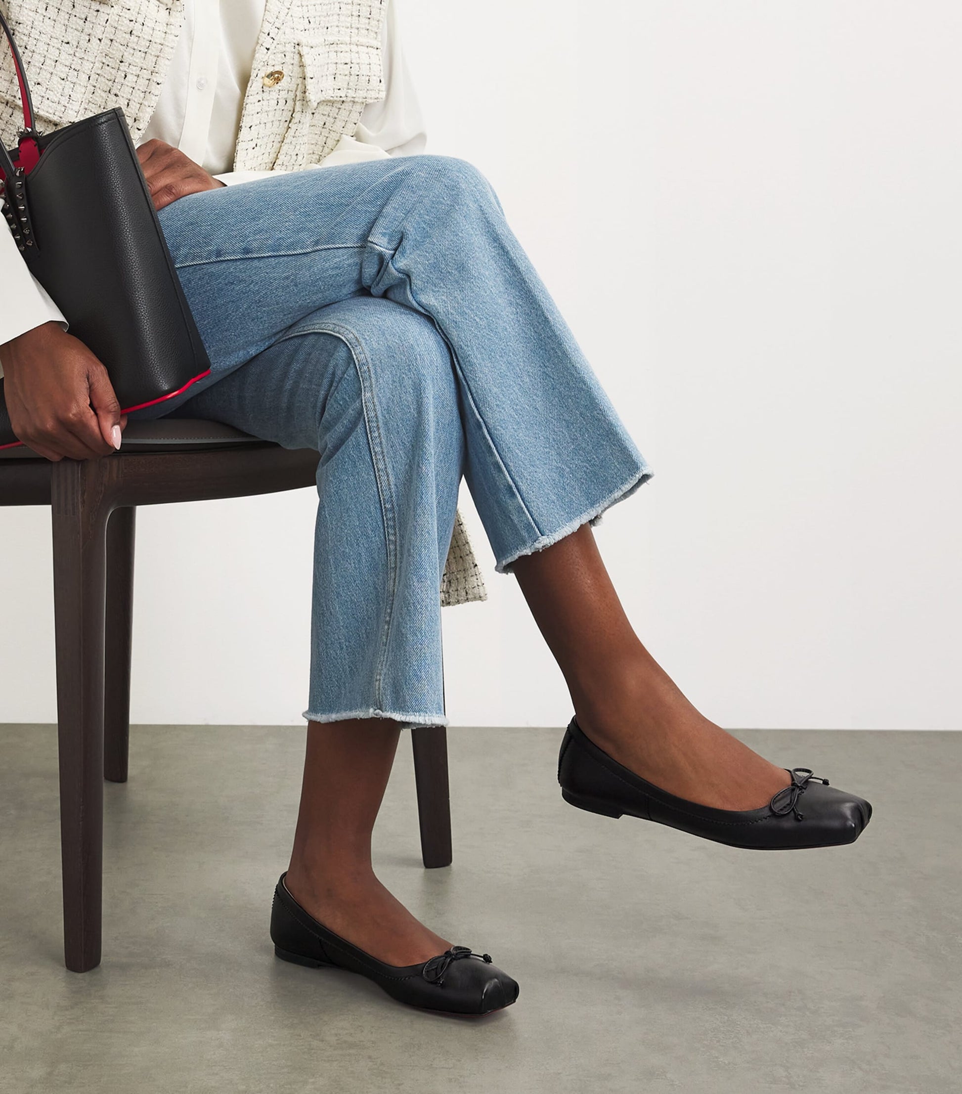 Christian Louboutin Black Mamadrague Leather Ballet Flats