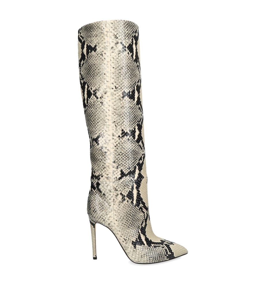 Paris Texas Multi Leather Python Print Knee-High Boots 105