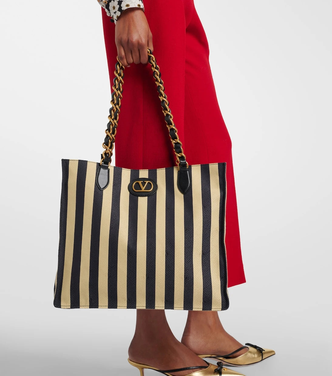 Valentino Garavani - Laseine Large striped tote bag