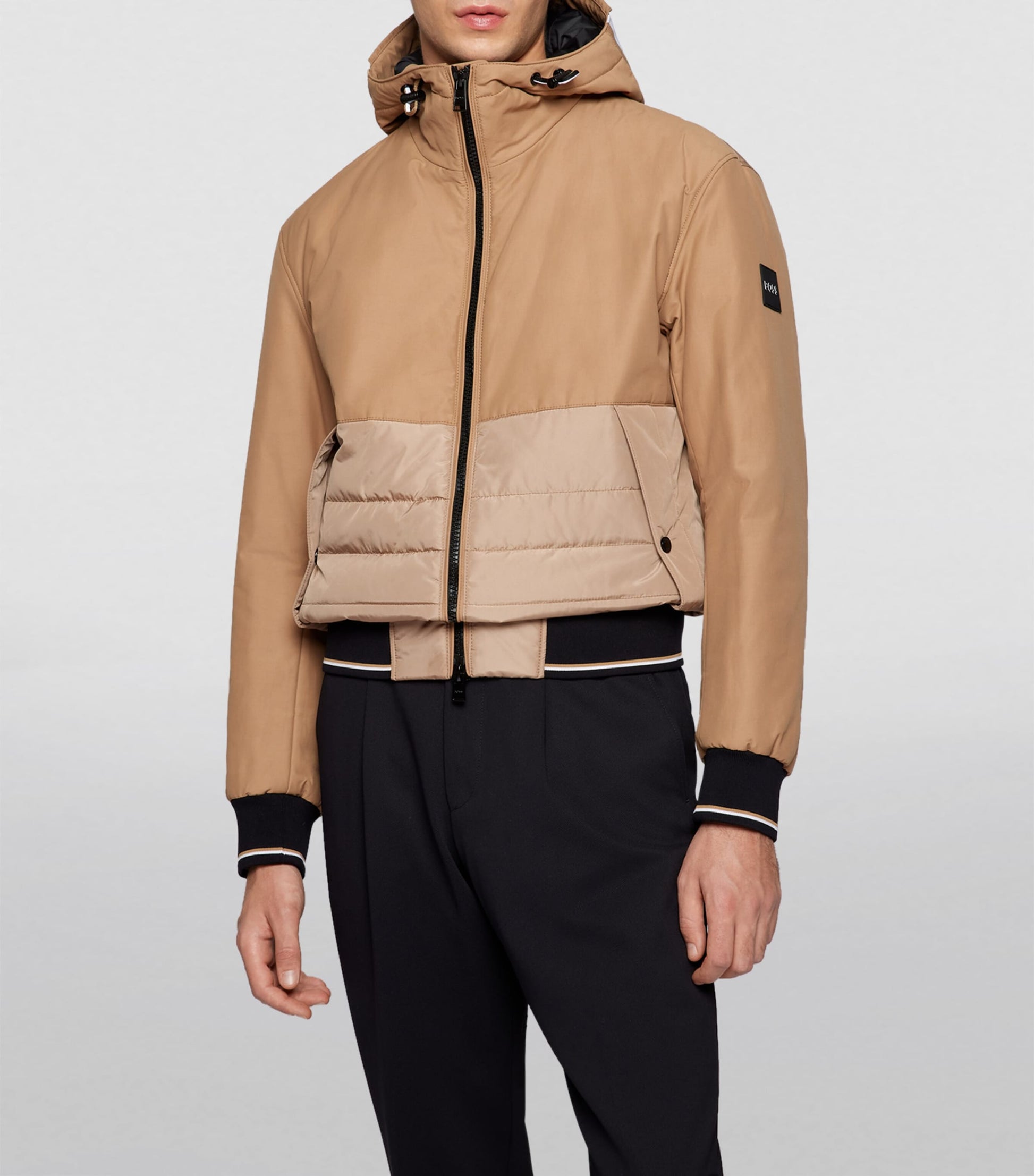 Beige Quilted Panel Jacket