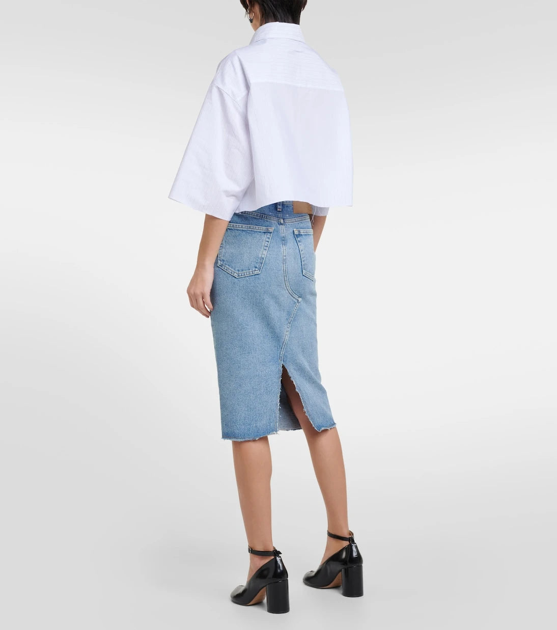 MM6 Maison Margiela - تنورة دينم متوسطة الطول