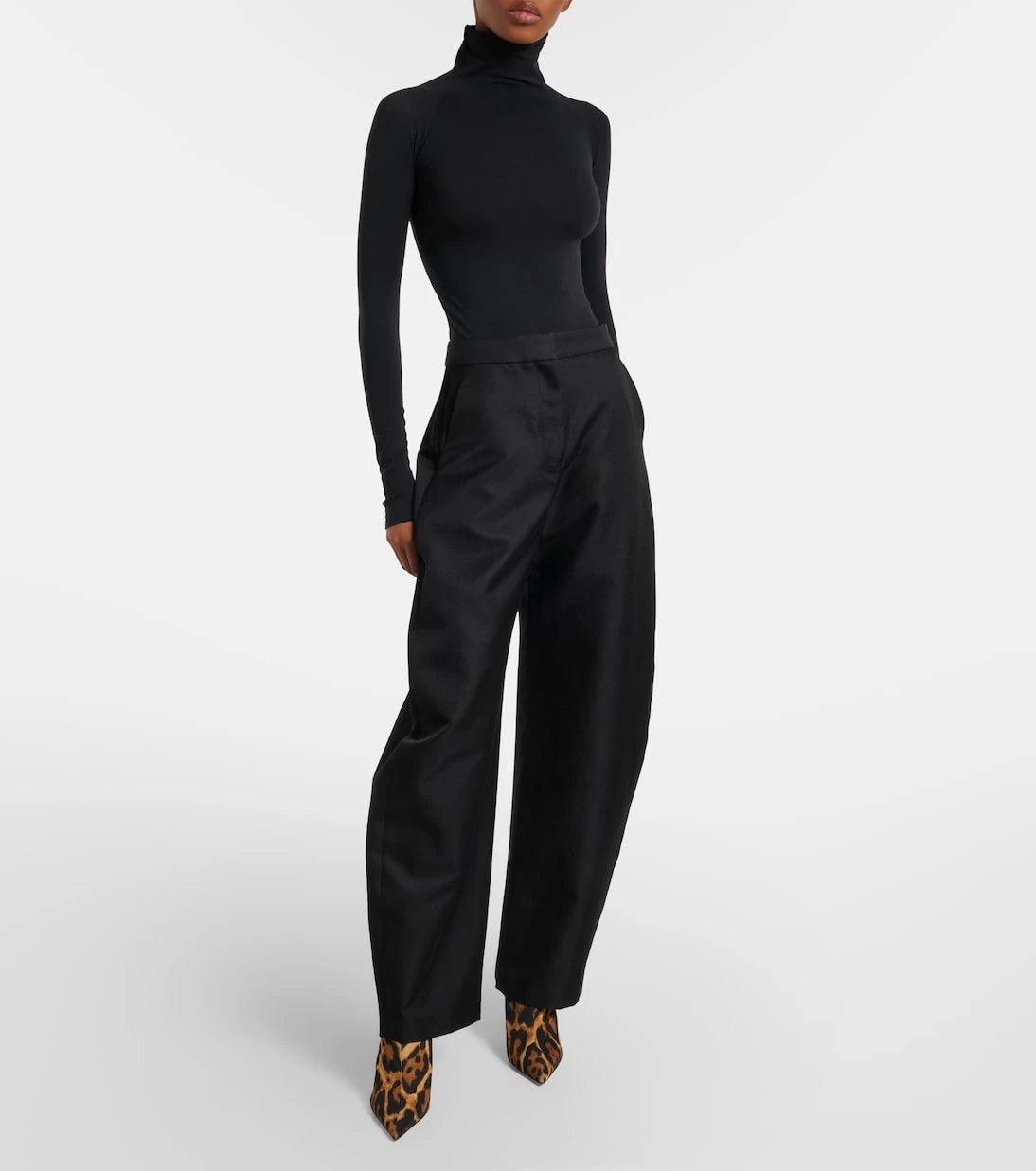 Alaïa - Invisible animal-print twill wedge mules