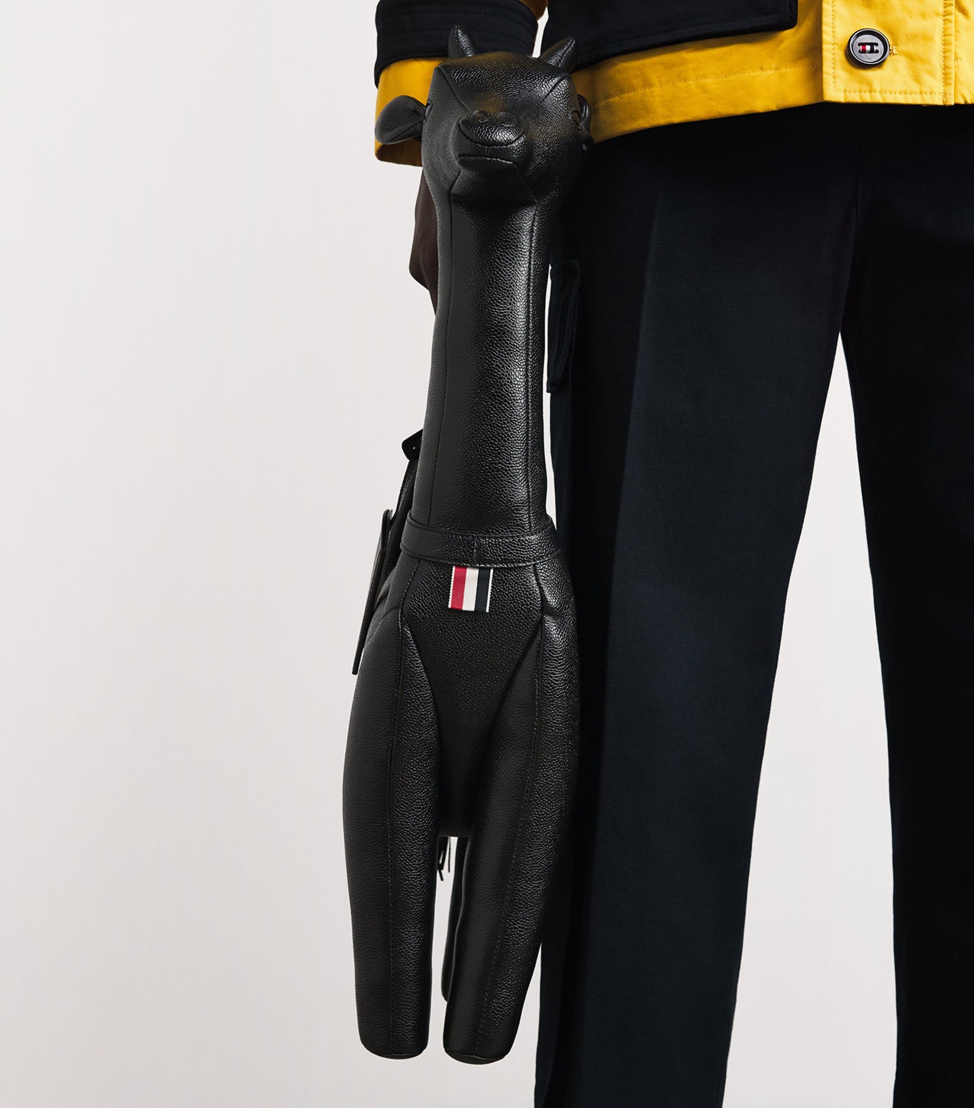 Black Leather Giraffe Top-Handle Bag