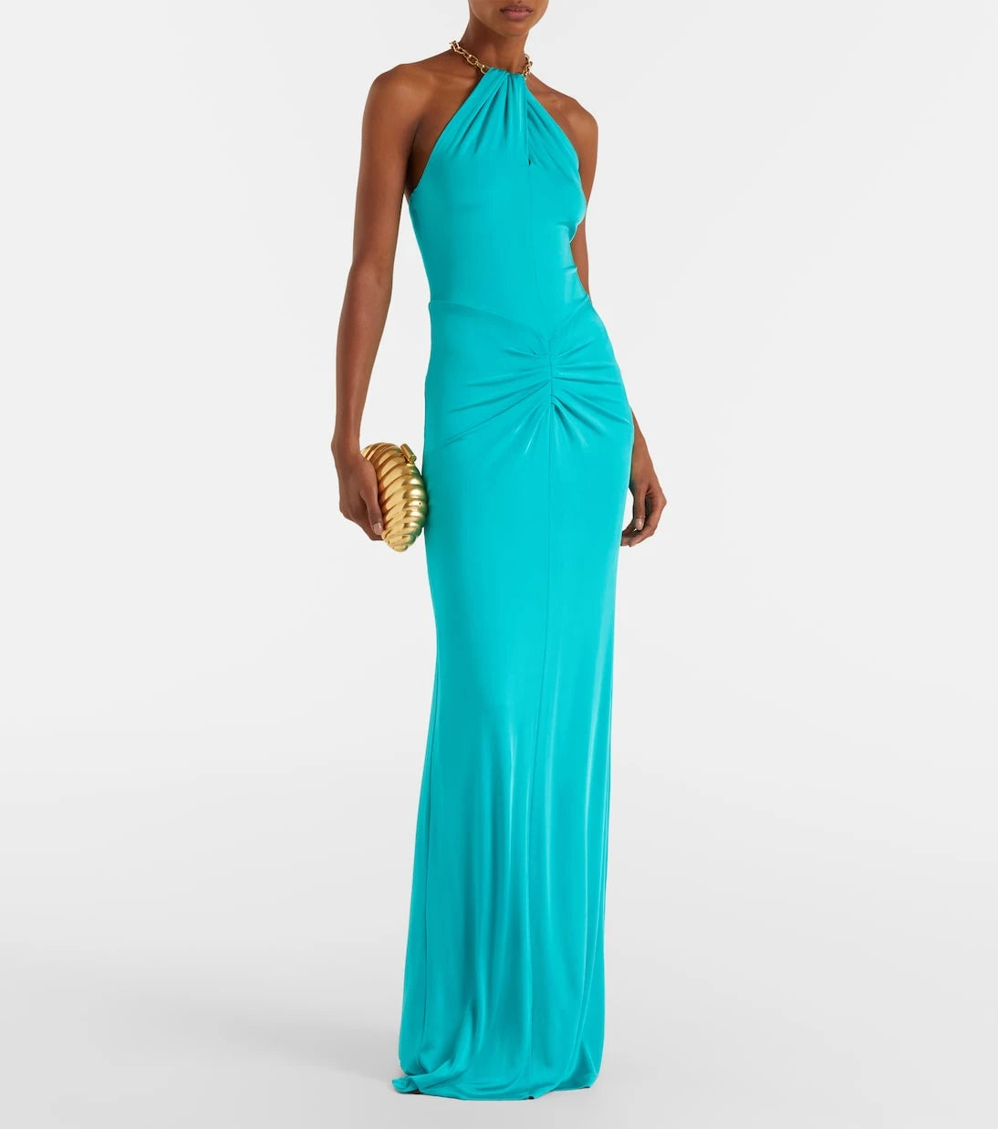 Carolina Herrera - Halterneck ruched jersey gown