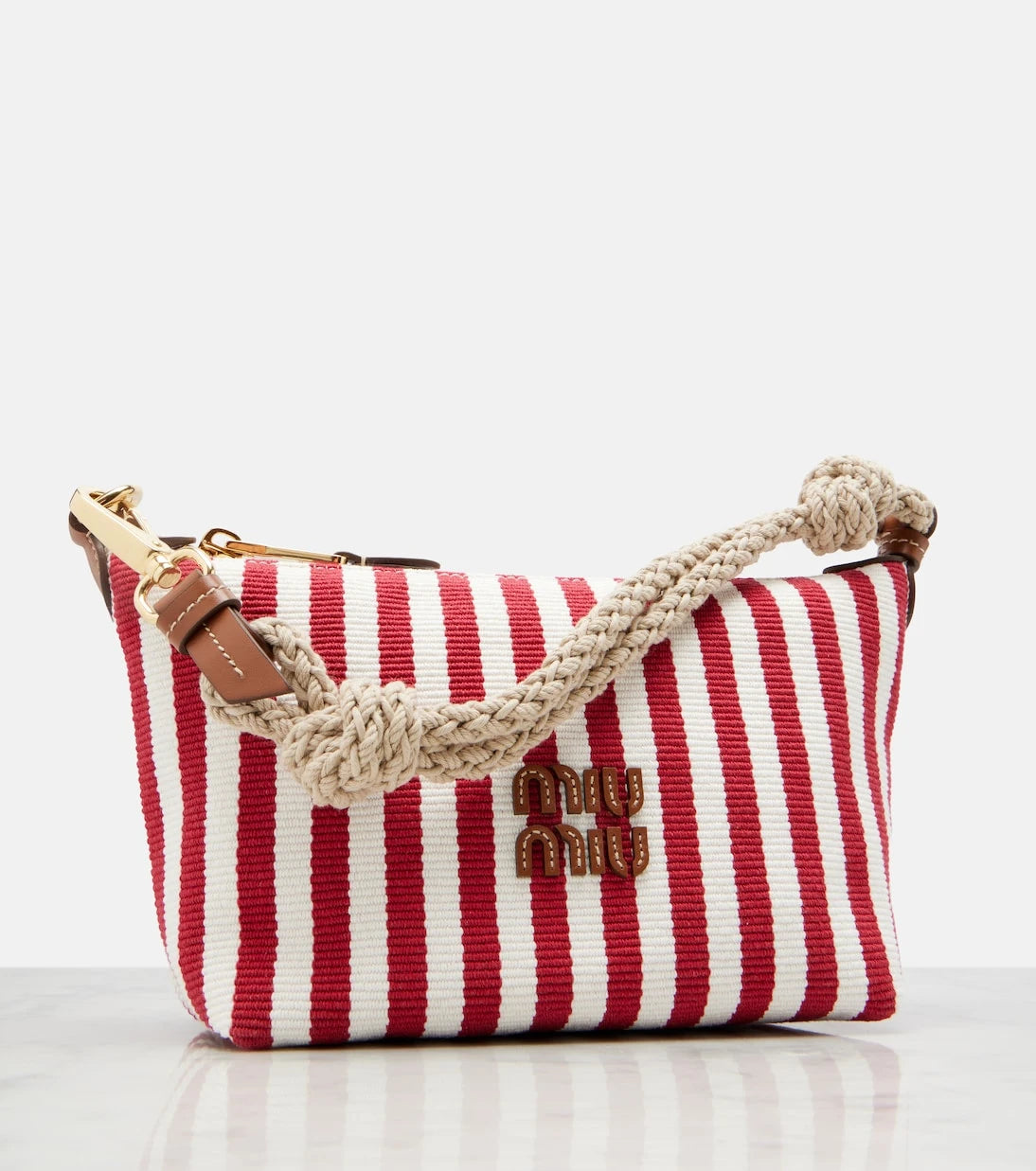 Miu Miu - Striped leather-trimmed top-handle bag