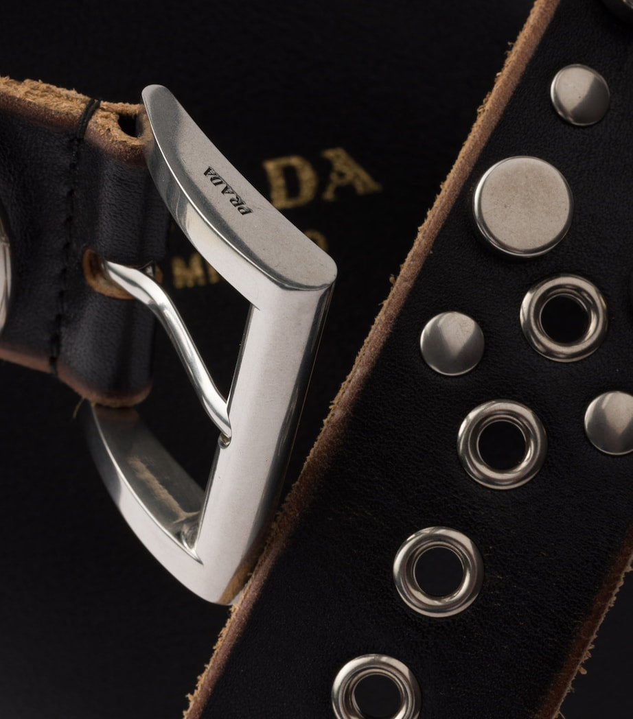 Black Leather Buckled Bucket Bag