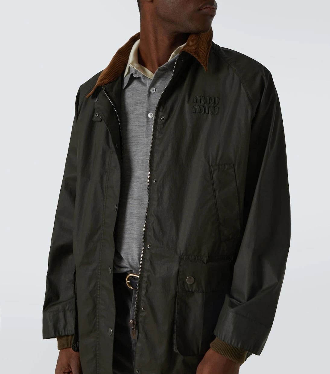 Miu Miu - Corduroy-trimmed poplin field jacket