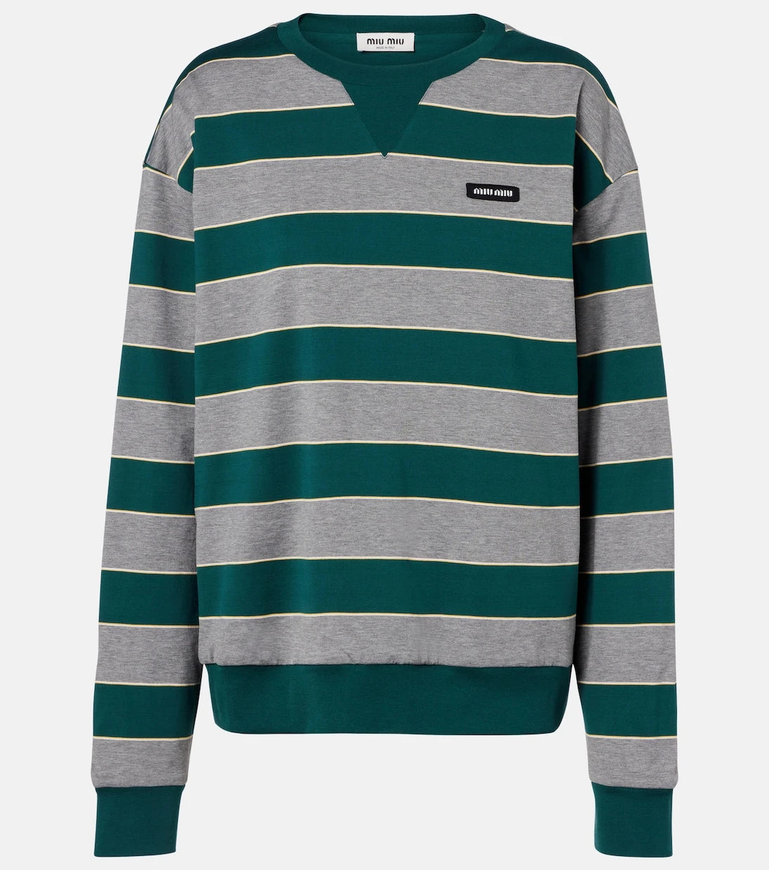 Miu Miu - Oversized striped cotton jersey sweatshirt
