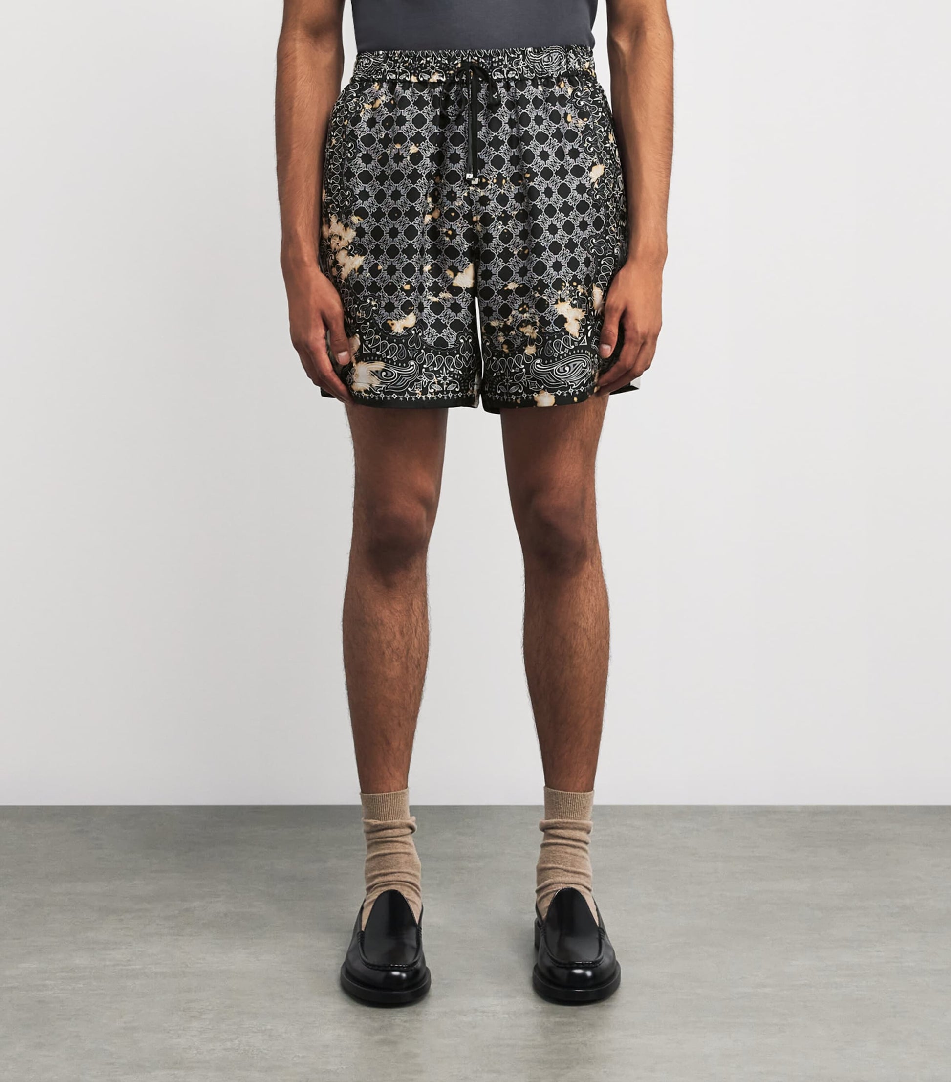 AMIRI Silk Bleached Bandana Print Shorts