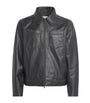 Black Contrast Stitch Leather Jacket