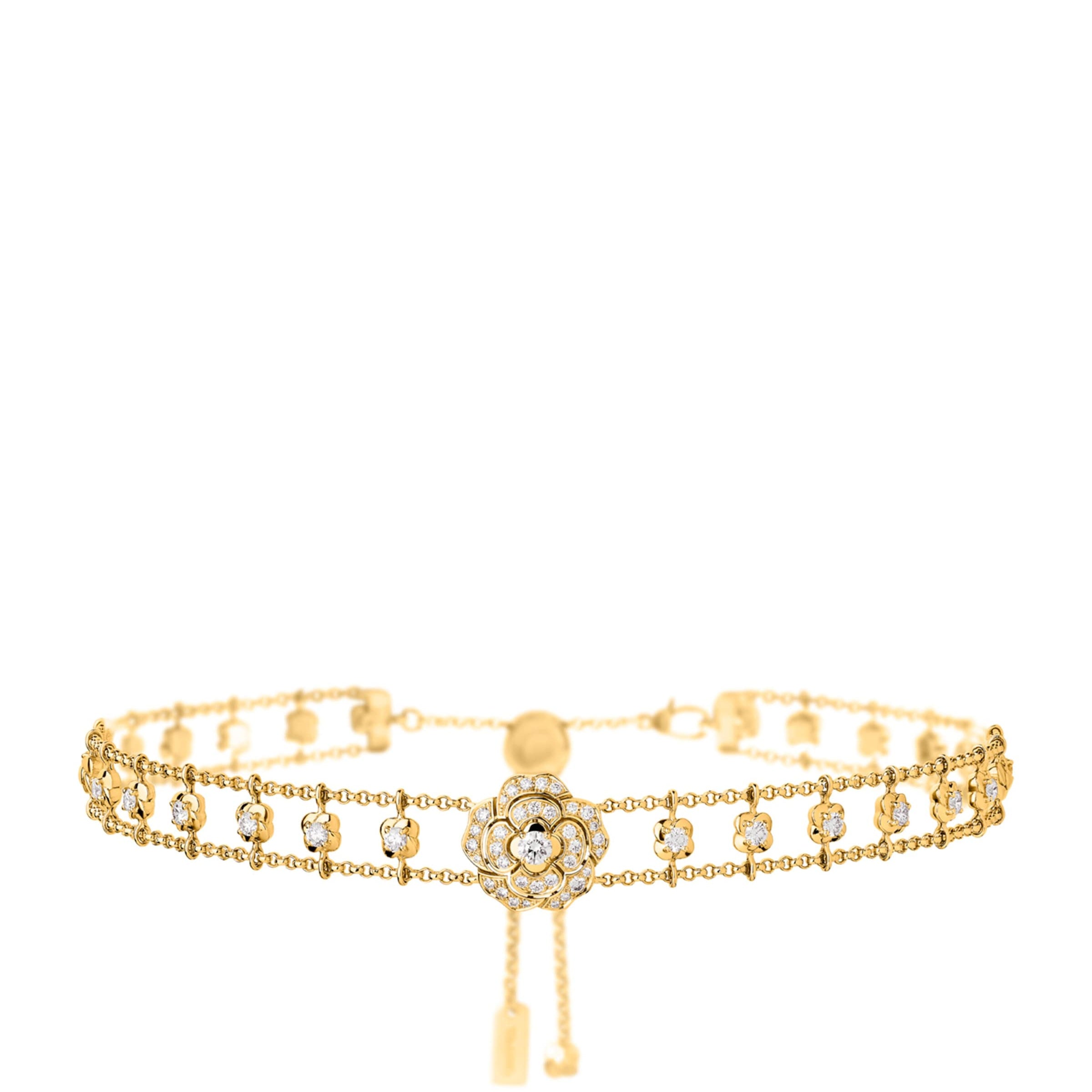 CHANEL Yellow Gold and Diamond Bouton de Camélia Supple Choker