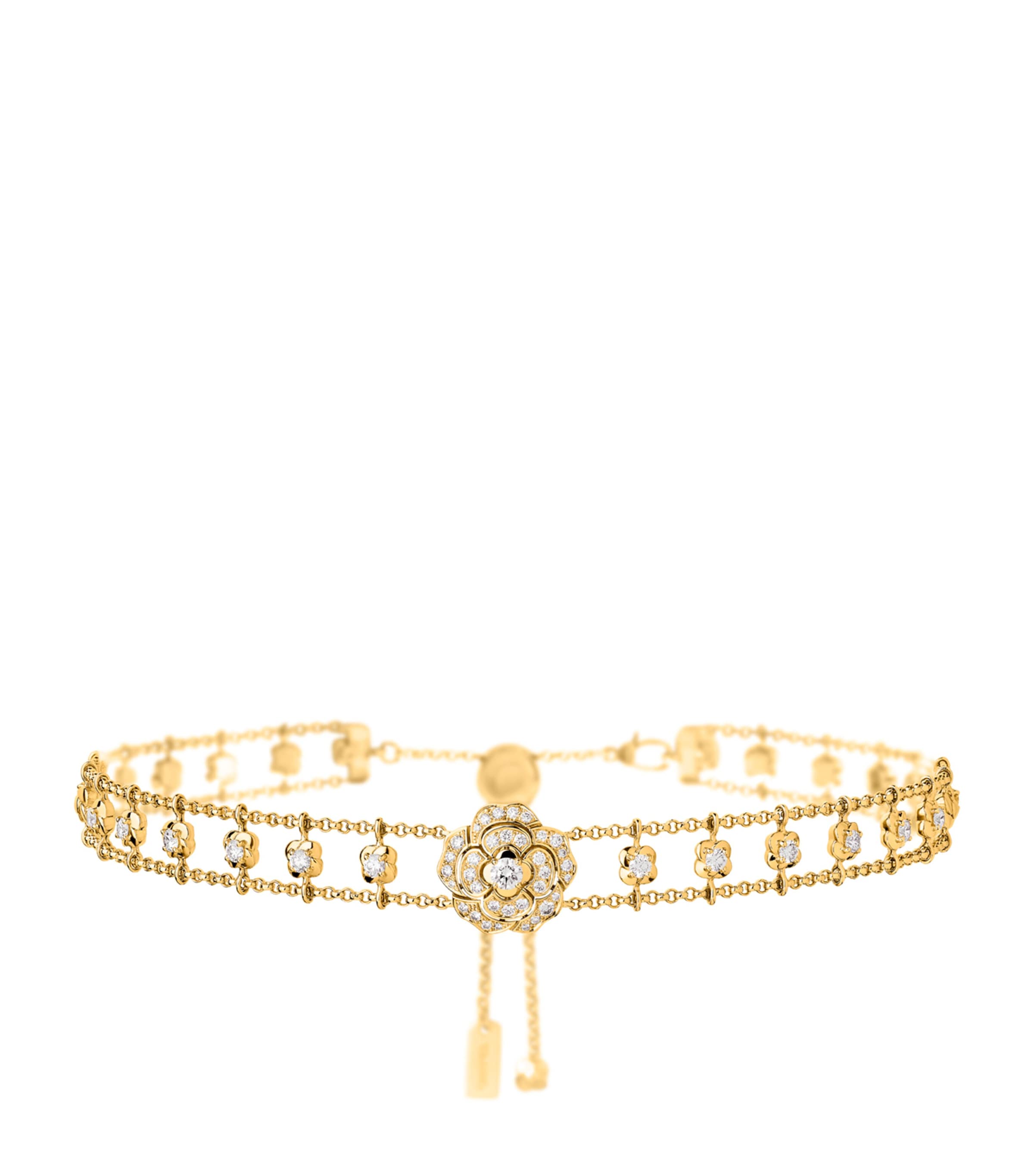 CHANEL Yellow Gold and Diamond Bouton de Camélia Supple Choker