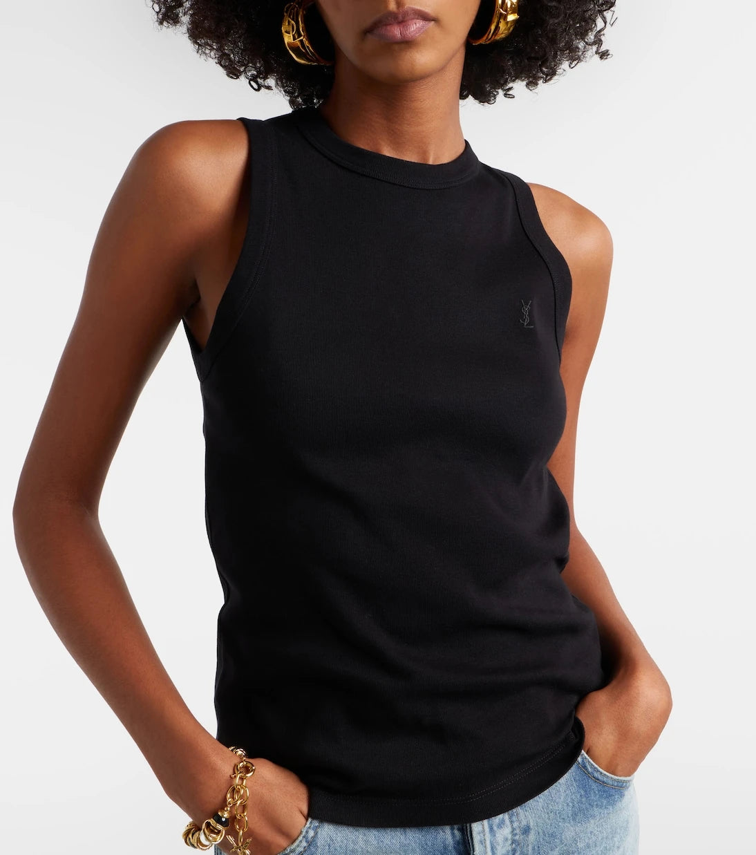 Saint Laurent - Cassandre ribbed-knit cotton tank top