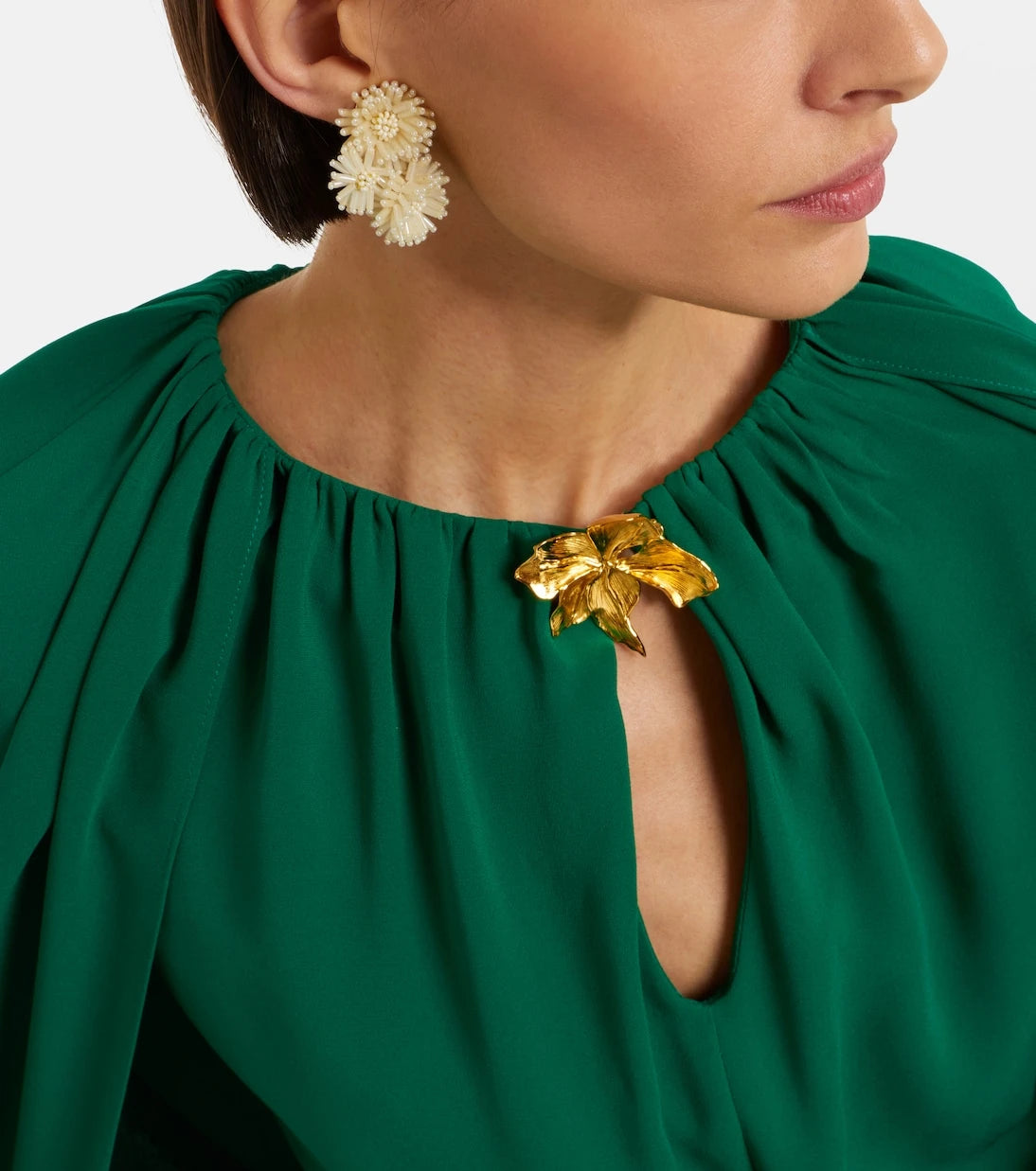 Oscar de la Renta - Pompom beaded clip-on earrings